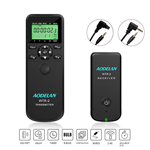 Camera Wireless Remote Control, Timer Shutter Release with Intervalometer and Wired Release Cord