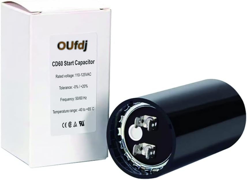 108-130 uf/MFD 110-125 VAC Round Start Capacitor ±20% 50/60 Hz CD60 Round Motor Well Pump Start Capacitor (108-130 uf/MFD)