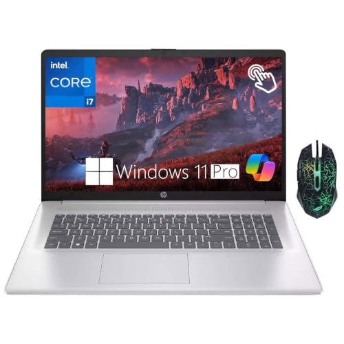 Image of HP 17 Touchscreen Laptop, Intel Core i7-1355U (10 Cores Up to 5.00 GHz) | 16 GB RAM 2 TB SSD, 17.3 inch HD+ Anti Glare IPS Display Laptop Computer, Wi-Fi 6, Numeric Keypad, Windows 11 Pro - Silver