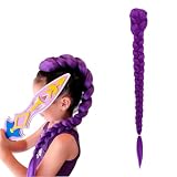 YEJAHY Lila Haare zum Einflechten Zopf Extension, Ru-mi Perücke für Kinder Halloween, Cosplay Perücke Lila 66cm, Weiche Hochtemperaturfaser Pferdeschwanz mit Sicherheitsclip Fasching