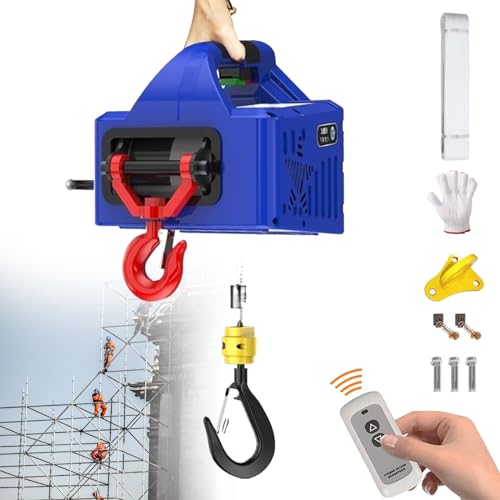 Portable 3-in-1 Electric Hoist Crane, 220V Wireless Control Winch, 500kg Capacity, Splashproof Remote, Overload Protection, Ideal for Heavy Lifting & Industrial Use