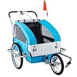 2-in-1 Bike Kids Trailer, Canopy Child Bicycle Trailer, Universal Bicycle Coupler, Breathable Mesh Tow Behind Foldable(A)