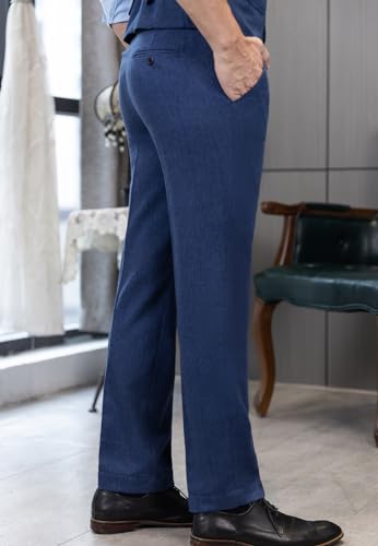 Men's Wool Tweed Pants Vintage Trousers Herringbone Pleat-Front Dress Pants Regular Fit3
