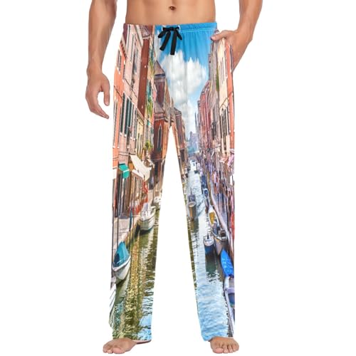 visesunny Stylish Floral Mens Pajama Pants 100% Cotton Soft Sleep & Lounge Pants Sleepwear PJ Bottoms with Pockets