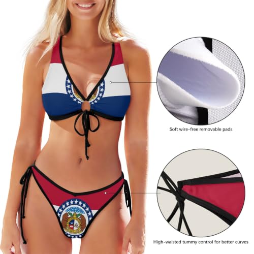 Bikini de cuerda cómodo para bronceado óptimo bandera Missouri 5