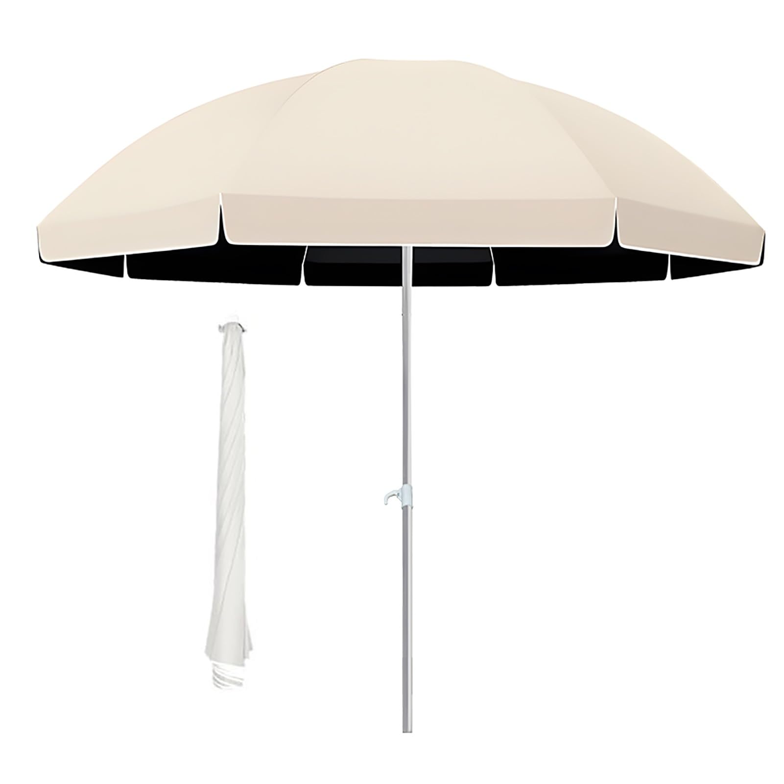 Parasol plażowy chroniący przed promieniowaniem UV: 1,8 m 2,1 m przenośny okrągły parasol ogrodowy na zewnątrz z 8 żebrami i regulacją wysokości