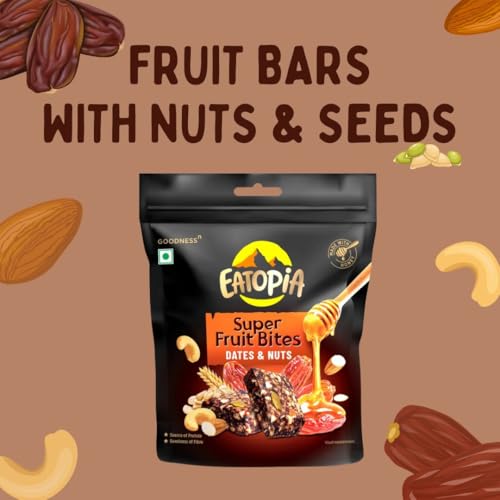 Image of Eatopia Dates & Nuts Fruit Minis|100% Natural Energy Bar, No Preservatives|Sugar Free Healthy Breakfast Snacks|Dry Fruits Protein Bars|Oats & Honey, Nuts & Seeds|Pack Of 1 (3 Minis, 480 Gram)