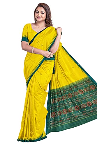 Image of Odisha Sambalpuri Handloom Ikat Women's Cotton Saree, Odisha Handloom Handmade Pure Cotton Khandua Saree, Ikkat Orissa Traditional Handloom Saree Without Blouse