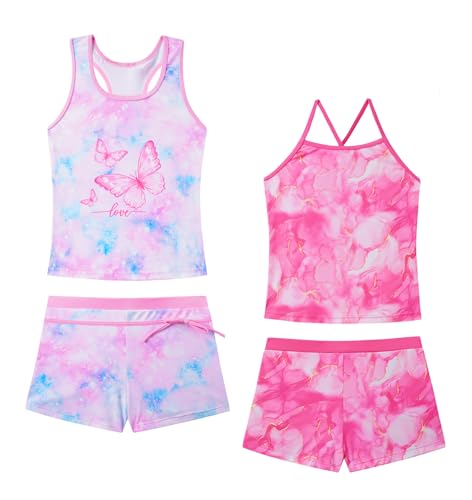 Image of Akokvlar Girls Two Piece Bathing Suit Swimsuit Tankini Swimwear with Boyshort