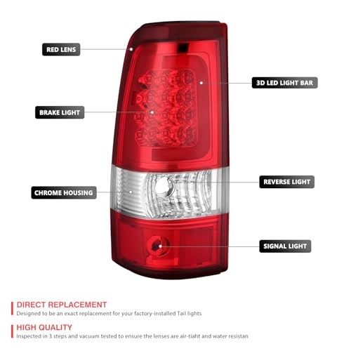 Image of DNA MOTORING TL-CSIL03-LED-3D-CH-RD LED 3D Tail Light Assembly Driver & Passenger Side [Compatible with 03-06 Silverado / 07 Sierra]