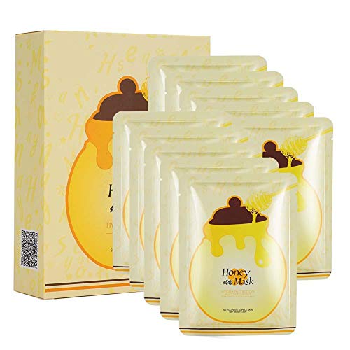 Preisvergleich Produktbild Feuchtigkeitsspendende Gesichtsmaske, feuchtigkeitsspendende Gesichtsmaske 10-Blatt-Packung Pflegende Gesichtsmaske Honig Nährstoffkonzentrat Feuchtigkeitsspendende ultradünne Gesichtsmaske Beste Gesc