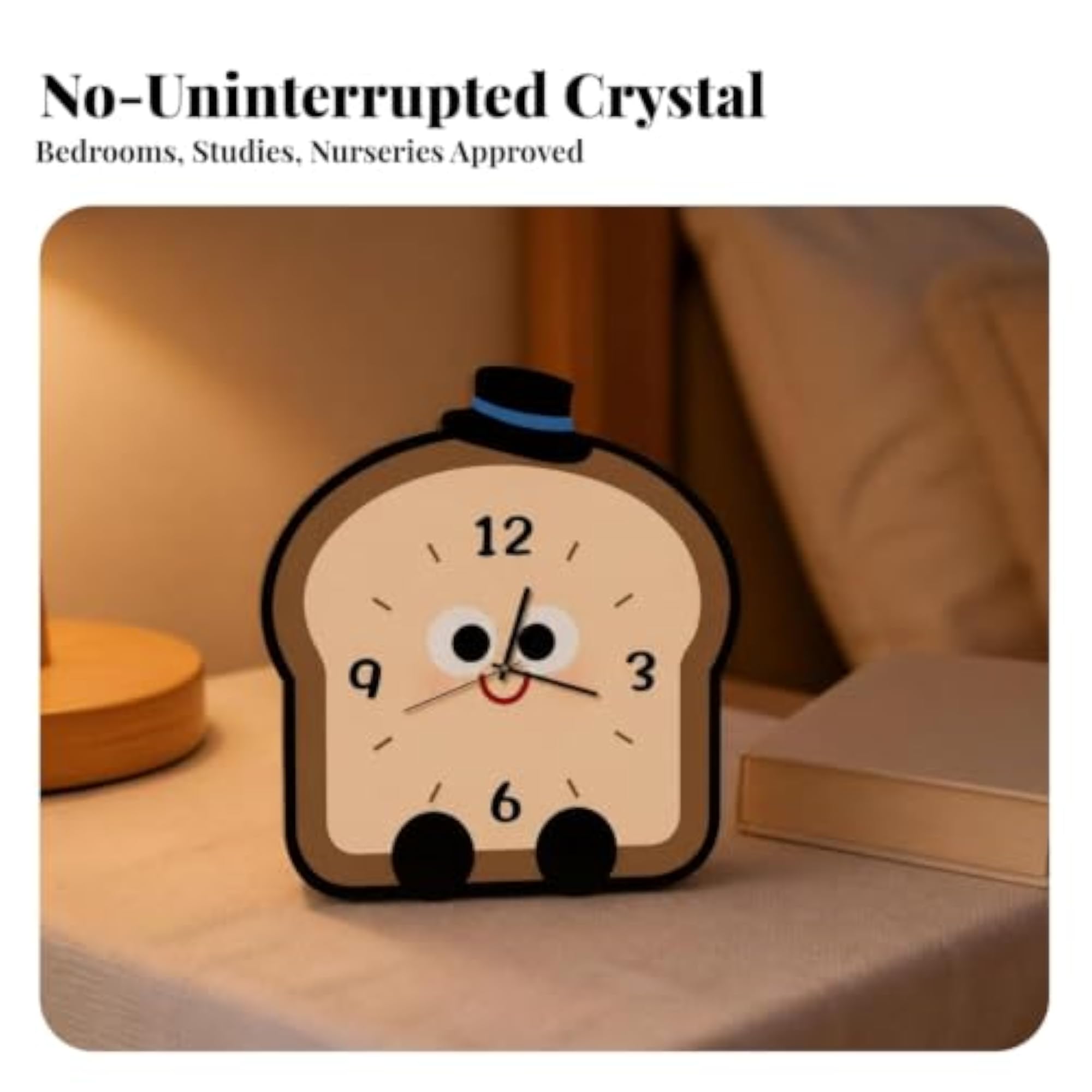 Decorative Toast Shaped Clock, Cute Cartoon Bread Clock for Desk