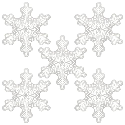5Pcs 36inch Transparent Snowflake Balloons Christmas Clear Snowflake Foil Mylar Balloons for Winter Wonderland Ice Snow Themed Birthday Party Decorations