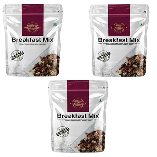 Image of KHARAWALA'S Breakfast Mix - Pack of 3 (200gm Eac) | Fusion of Roasted Pumkin Seed, Almonds, Pecan Nuts, Hazelnut, Cranberry & Black raisins