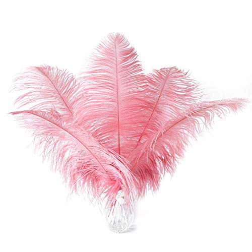 24Pcs Natural Lotus Pink Ostrich Feathers 10-12Inch (25-30Cm) For Wedding Party Centerpieces，Flower Arrangement And Home Decoration. #TOP1