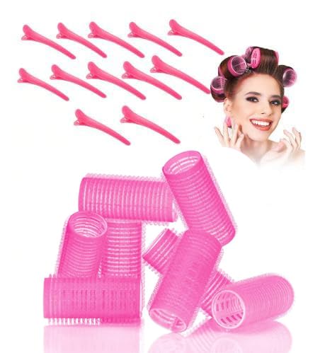 06 Pieces Small Plastic Hair Rollers Curlers Snap on Rollers Self Grip Rollers Hairdressing Curlers No Heat Hair Curlers for DIY Hairdressing Hair Salon Hair Barber with 06 Pcs Section Clips-image-19
