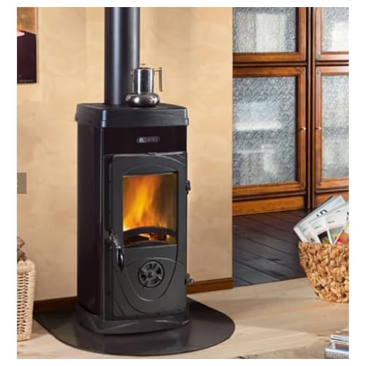 Nordica Estufa de leña, panorámica, negra