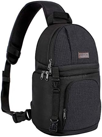 MOSISO Camera Sling Bag, DSLR/SLR/Mirrorless Camera Case Shockproof Photography Camera Backpack with Tripod Holder & Removable Modular Inserts Compatible with Canon/Nikon/Sony/Fuji, Black