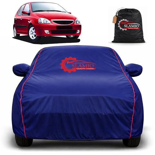 Image of Car Cover for Tata Indica V2 2001-2018 | 100% Waterproof Heavy-Duty 3-Layer Car Body Cover | All-Weather Rain, UV, Sun & Dust Protection | Custom Fit | Mirror & Antenna Pockets | Navy Blue