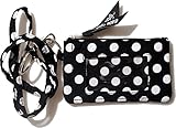 ID Case Wallet with Lanyard - Women's Fashion ID Holder Keychain (Polka Dot)