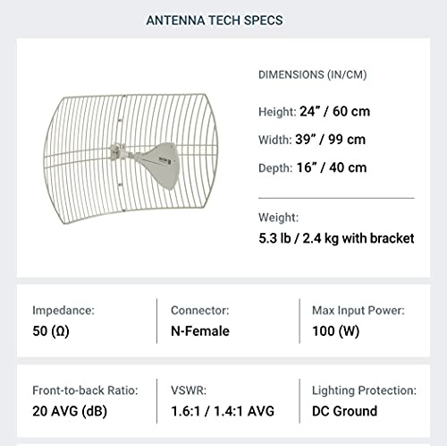 Image of Long Range Cellular Antenna - up to 20 Miles Range | High gain Outdoor Cell Phone Booster Antenna +26db | All Cellular Bands LTE, 4G, 5G Ready, GSM | Works for All Carriers | Weatherproof | BT974822