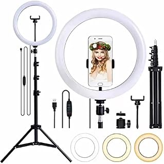 Inland Sounds Ring Light 10 Pol 26cm Tripé 2,1 metros Profissional Anel de Led três tonalidades de luz