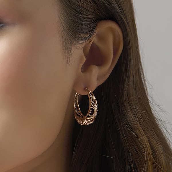 Image of TRUESILVER ACPL 925 Sterling Silver BIS Hallmarked Filigree Hoop Earrings for Women & Girls | Lightweight Designer Oval /Round Hoops | Everyday Wear | Gift for Her