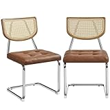 【Design robuste】Une structure en métal chromé en forme de C confère à cet ensemble de chaises de cuisine une capacité de charge élevée jusqu'à 136 kg, permettant une assise stable et solide.