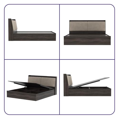 Image of Wakefit Bed | 3 Yr Warranty | King Size Bed, Hydraulic Storage & Foam-Cushioned Upholstery Headboard, Density:680-750 kg /m, Termite & Borer Resistant, Fits Mattresses Up to 8 Inches (Mars78x72 - WM)