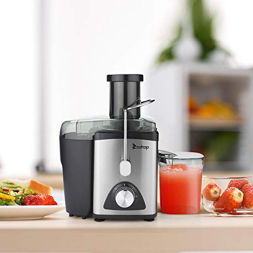 Centrifugal Juicer, Electric Juice Extractor, Easy Clean Juicer Machines with Wide Mouth, BPA-Free Stainless Steel Juice Machine with Juice Container, Blender for Fruit Vegetable, Black (Juicer 3)