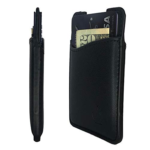 Slim Leather Card Holder Wallet by Wallaroo (Black Standalone) 