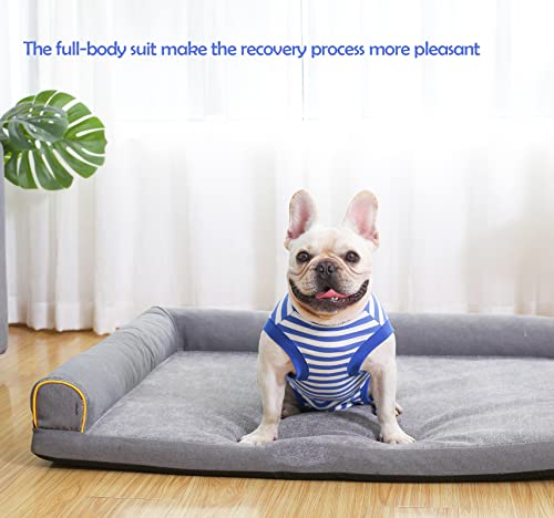 Image of Dog Recovery Suit Surgery Shirt,Medium Female Male Wound Protective Suit,Blue M