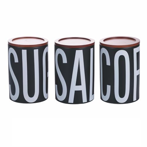 Set 3 barattoli sale zucchero e caffè in ceramica 750 ml coperchio in bambù Bigismore