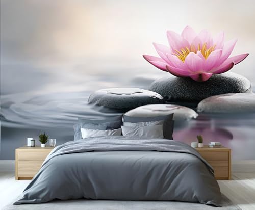 DUPIELU Lotus Flower Mural Wallpaper, Zen Stones Murals, Meditation Spa