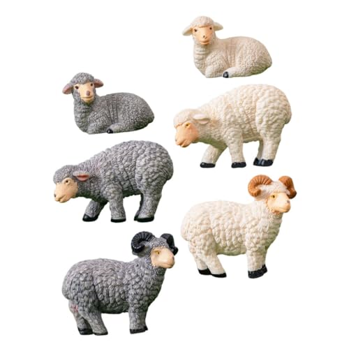 KESYOO 6個 ?真?山羊模型 点 ミニ樹脂製 動物フィギュア マイクロ風景 装飾 インテリア置物 対応