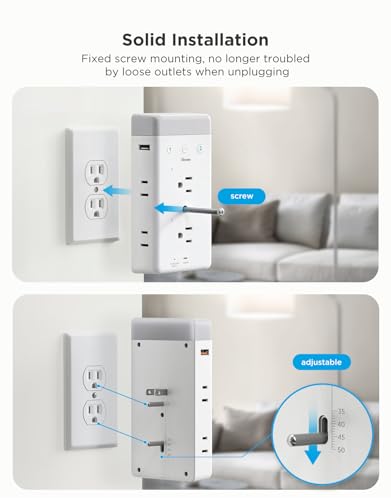 Image of Govee Smart Plug Outlet Extender, 3-Sided Smart Power Strips with 2 Smart Outlets & 2 USB Ports with RGB Night Light, APP & Voice Control, Surge & Overload Protection for Home Office