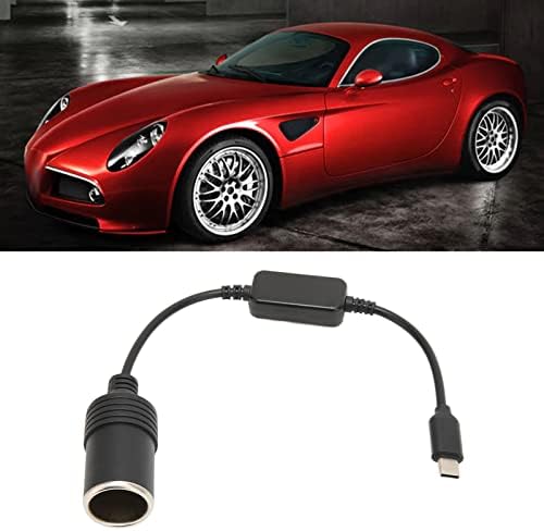 Miniatura 8 de Adaptador de corriente hembra de encendedor de cigarrillos de automóvil de 5 V USB C macho a 12 V, convertidor de cable de extensión de enchufe de