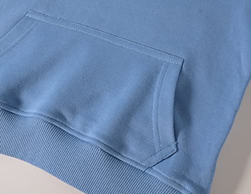 Moletom infantil com capuz clássico para meninos e meninas, casual, cor sólida, manga comprida, bols