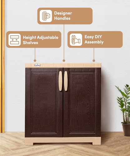 Image of Prima Viva-1 Plastic Storage Cabinet (Small H 2 Ft x W 2 Ft x D 1.6 Ft) | 2 Compartments Multipurpose Organizer for Home & Office | Strong, Stylish & Spacious Cupboard for Clothes & Essentials