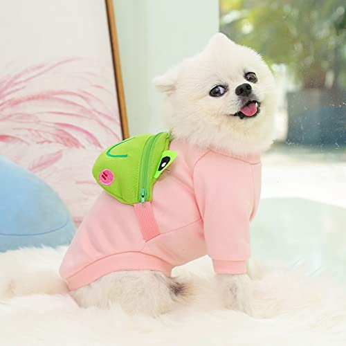 Hrttsy Dog Sweaters For Small Dogs Soft Warm Fleece Spring Puppy Sweatshirts Chihuahua Shirts Shih Tzu Clothes Cute Cartoon Dogs Cats Sweatshirt With Cross Body Bag Pet Doggie Kitten Outfits (Pink,Xl) #TOP2