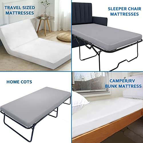 Cot Sheets 31" x 75", Cot Size Sheet Fitted with Narrow Twin/Camp Bunk/Rvs Bunk/Guest Beds/Army Cots/Trifold Mattress, Super Soft Breathable Microfiber Bed Cover, Bottom Sheet, Gray
