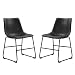 Walker Edison Furniture Company 18" Industrial Faux Leather Armless Indoor Kitchen Dining Chair with Metal Legs Upholstered, Set of 2, Black