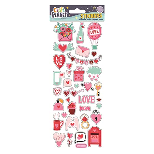 Craft Planet Divertidas pegatinas coloridas: con amor son los adornos ideales para álbumes de recortes y hacer libros, regalos y productos personalizados, CPT 805304 Cover