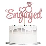 Auteby Engaged Cake Topper - Engagement Wedding Party Decorations Supplies (Rose gold)