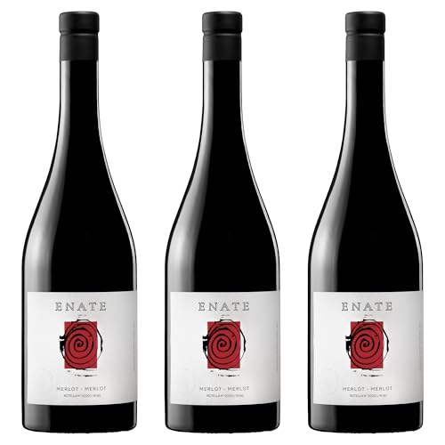 Bodega Enate - Vino Tinto Merlot-Merlot - Pack de 3 Botellas de 75cl - D.O. Somontano - Amplio y Complejo Abanico Aromático - Recuerdos de Frutos Rojos y Notas Balsámicas y Especiadas