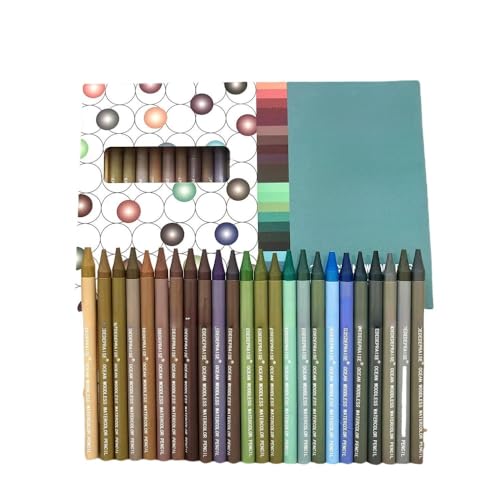AZIEBAY 24色の木材フリー水彩スティック、モランディカラー、水溶性色鉛筆、レトロ、環境に優しい、木材フリーフルコアグラフィティ、太い芯の直径8.0MM、ワンストローク多目的、豊かな色、絵画愛好家/初心者に適しています (24色)