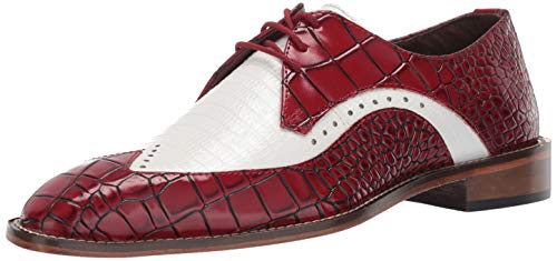 STACY ADAMS Men's Trazino Croco-Lizard Print Wingtip Lace-Up Oxford, White/red, 13 M US