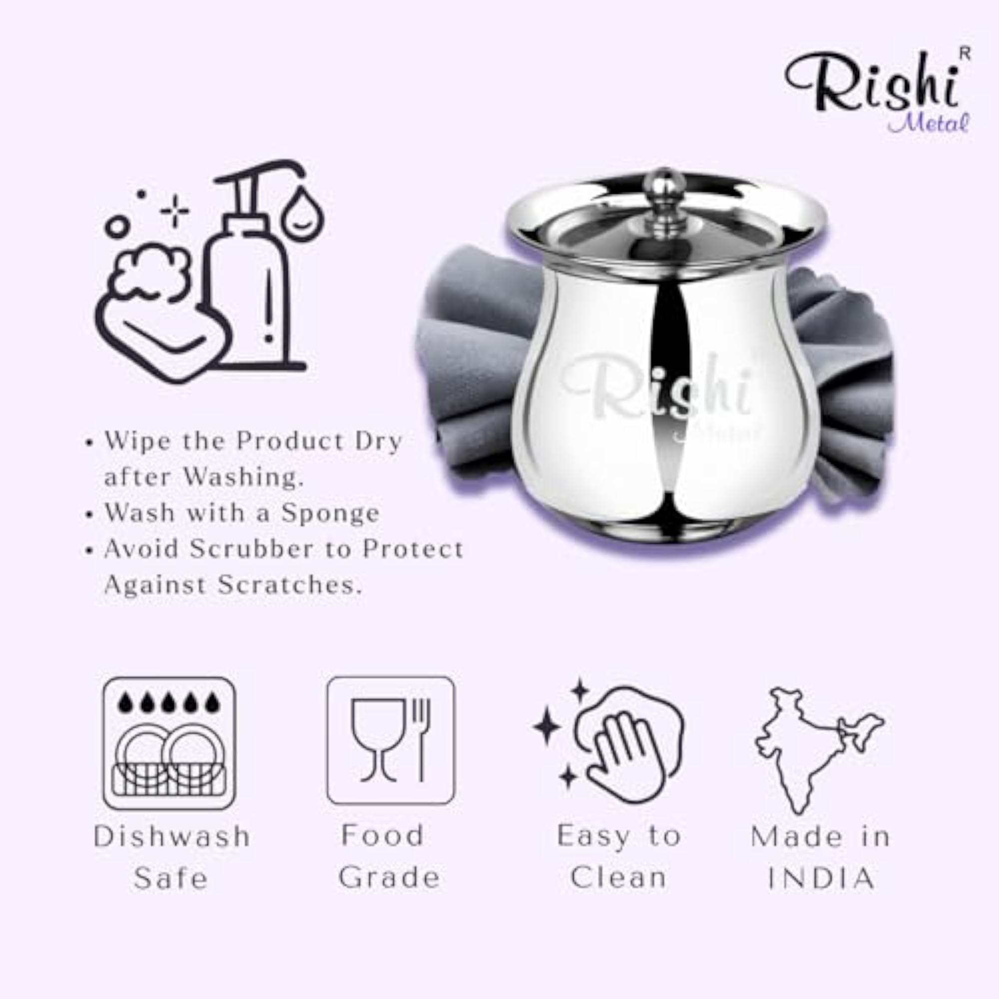 Stainless Steel Ghee Pot with Spoon, 400 ml