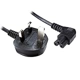 Kenable - Cable de alimentación con enchufe británico a ángulo recto C5, 1,8 m