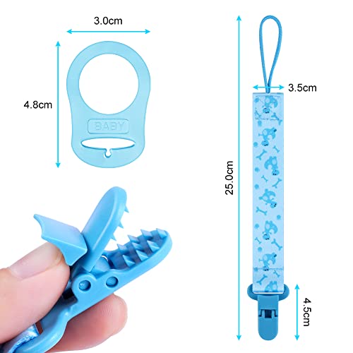 Aolso Ciuccio Catena per Bambini, 4 Pezzi Catenella Portaciuccio con 4 Pezzi Ciuccio Clip Adattatore, Catena per Ciuccio per Neonato per Nascita Battesimo Baby Compleanno Natale Regalo